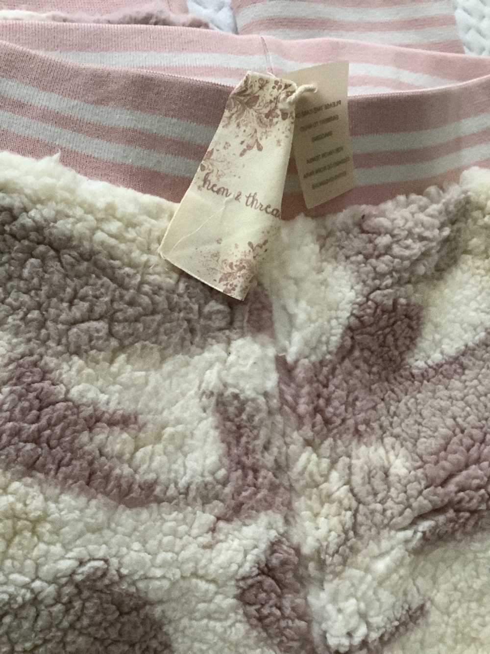 Hem and Thread Faux Sherpa Pants  NWT